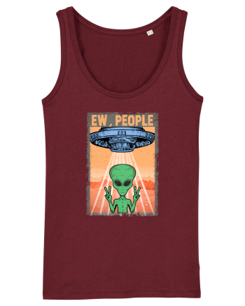 Ew People Alien Funny Ufo Vintage Burgundy
