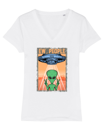 Ew People Alien Funny Ufo Vintage White