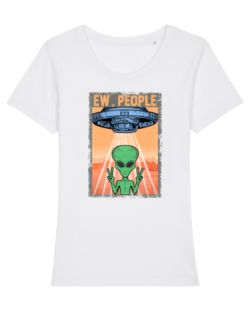 Ew People Alien Funny Ufo Vintage White