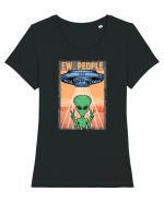 Ew People Alien Funny Ufo Vintage Tricou mânecă scurtă guler larg fitted Damă Expresser