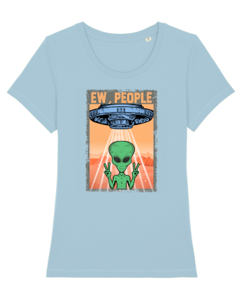 Ew People Alien Funny Ufo Vintage Sky Blue