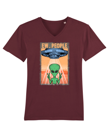 Ew People Alien Funny Ufo Vintage Burgundy
