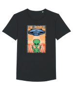 Ew People Alien Funny Ufo Vintage Tricou mânecă scurtă guler larg Bărbat Skater