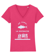Dă Tonul la Distracție - white Tricou mânecă scurtă guler V Damă Evoker