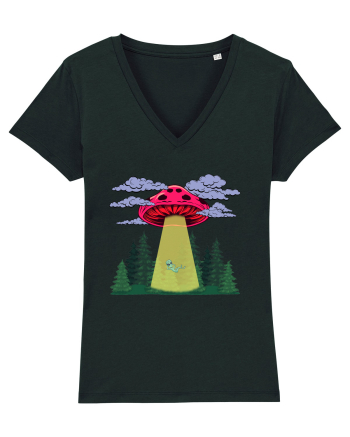 Mushroom Alien Psychedelic Space Ufo Black