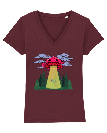 Mushroom Alien Psychedelic Space Ufo Burgundy