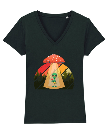 Psychedelic Mushroom Trippy Alien Black