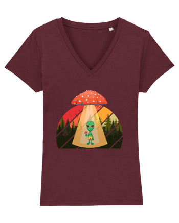Psychedelic Mushroom Trippy Alien Burgundy