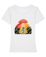 Psychedelic Mushroom Trippy Alien Tricou mânecă scurtă guler larg fitted Damă Expresser