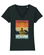 Retro Alien Get In Loser Ufo Tricou mânecă scurtă guler V Damă Evoker