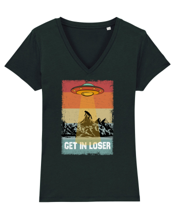 Retro Alien Get In Loser Ufo Black