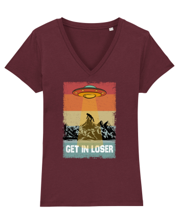 Retro Alien Get In Loser Ufo Burgundy