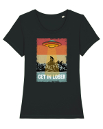 Retro Alien Get In Loser Ufo Tricou mânecă scurtă guler larg fitted Damă Expresser