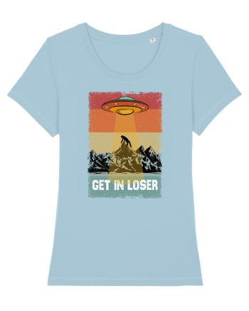 Retro Alien Get In Loser Ufo Sky Blue
