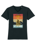 Retro Alien Get In Loser Ufo Tricou mânecă scurtă guler V Bărbat Presenter