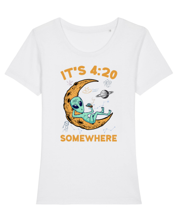 It's 4:20 Somewhere Weed Moon Alien White
