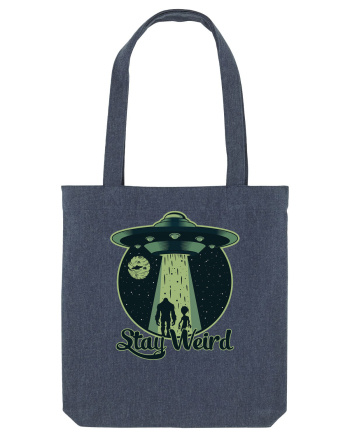 Stay Weird Alien UFO Bigfoot Midnight Blue