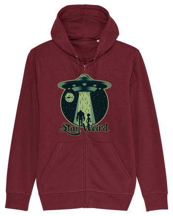 Stay Weird Alien UFO Bigfoot Burgundy