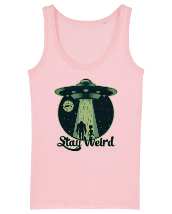 Stay Weird Alien UFO Bigfoot Cotton Pink