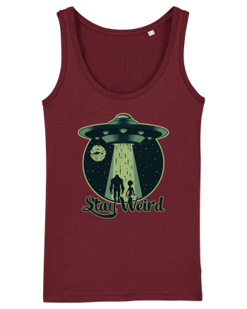 Stay Weird Alien UFO Bigfoot Burgundy