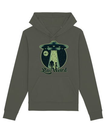 Stay Weird Alien UFO Bigfoot Khaki