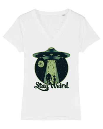 Stay Weird Alien UFO Bigfoot White