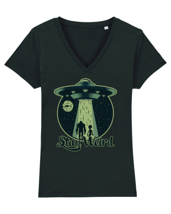 Stay Weird Alien UFO Bigfoot Black
