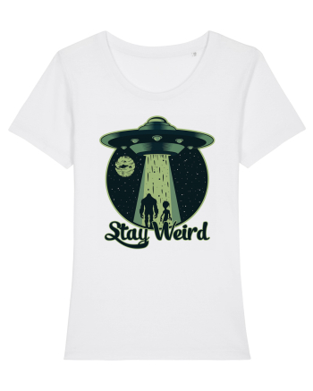 Stay Weird Alien UFO Bigfoot White
