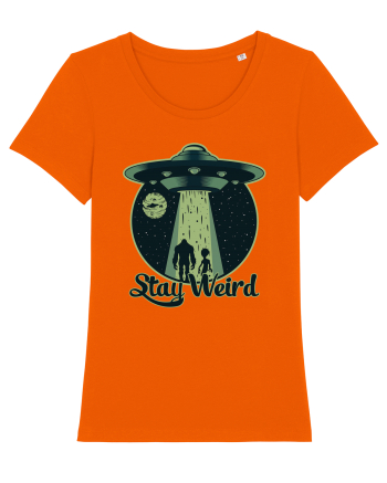 Stay Weird Alien UFO Bigfoot Bright Orange