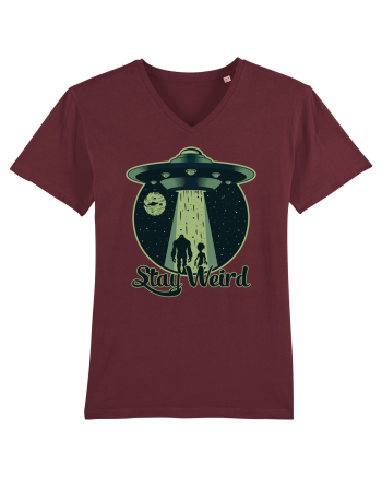 Stay Weird Alien UFO Bigfoot Burgundy