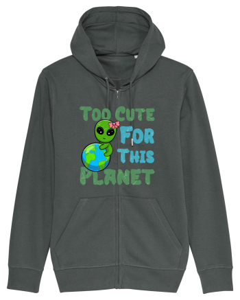 Too Cute For This Planet Ufo Alien Anthracite