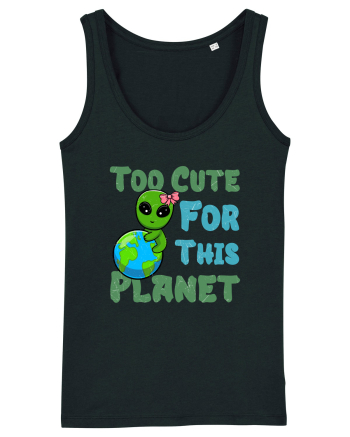Too Cute For This Planet Ufo Alien Black