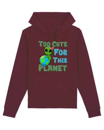 Too Cute For This Planet Ufo Alien Burgundy