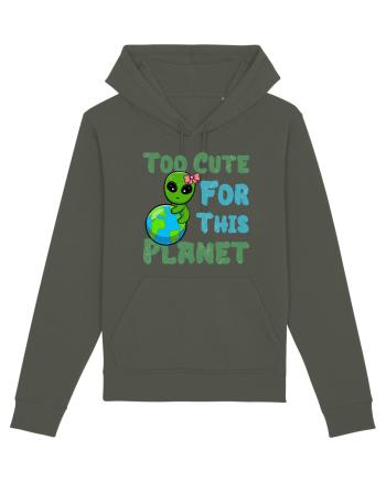 Too Cute For This Planet Ufo Alien Khaki