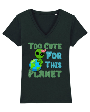 Too Cute For This Planet Ufo Alien Black
