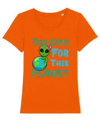 Too Cute For This Planet Ufo Alien Bright Orange