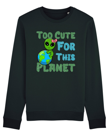 Too Cute For This Planet Ufo Alien Black