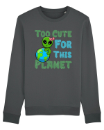 Too Cute For This Planet Ufo Alien Bluză mânecă lungă Unisex Rise