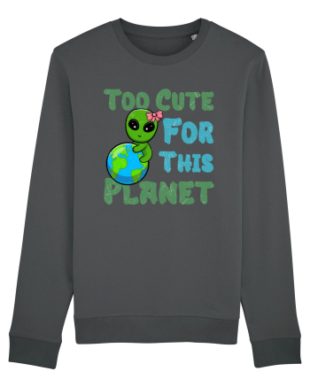 Too Cute For This Planet Ufo Alien Anthracite