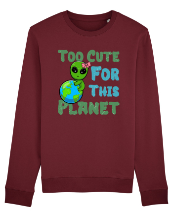 Too Cute For This Planet Ufo Alien Burgundy