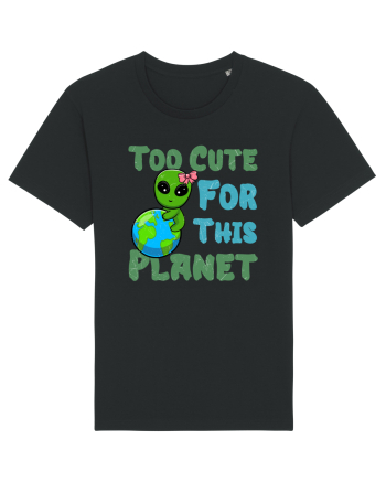Too Cute For This Planet Ufo Alien Black
