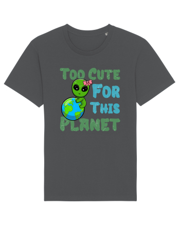 Too Cute For This Planet Ufo Alien Anthracite