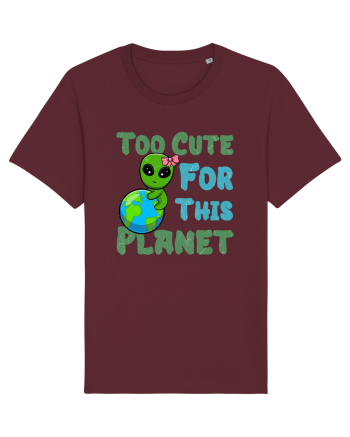 Too Cute For This Planet Ufo Alien Burgundy