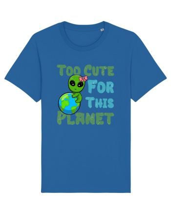 Too Cute For This Planet Ufo Alien Royal Blue