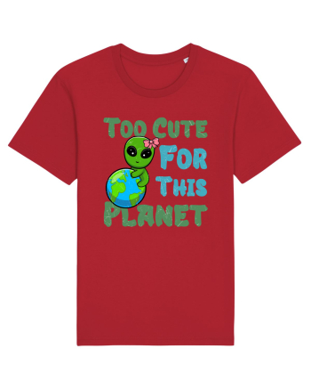 Too Cute For This Planet Ufo Alien Red