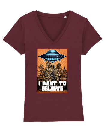 I Want To Believe Ufo Alien Burgundy