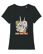 Good Vibes Only Tricou mânecă scurtă guler larg fitted Damă Expresser