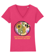She Acts Like Summer And Walks Like Rain Tricou mânecă scurtă guler V Damă Evoker