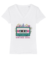 Vintage soul wildflowers Tricou mânecă scurtă guler V Damă Evoker