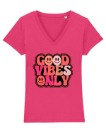 Good Vibes Only Tricou mânecă scurtă guler V Damă Evoker